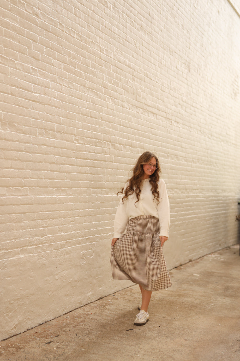 Lola Gingham Skirt - Brown/Cream