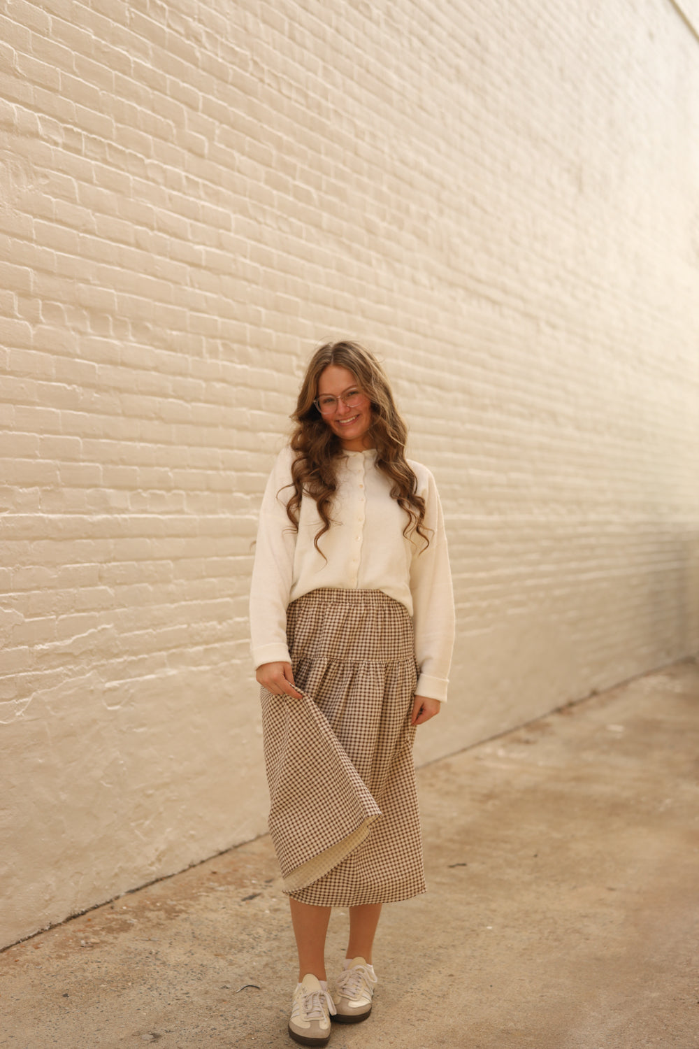 Lola Gingham Skirt - Brown/Cream