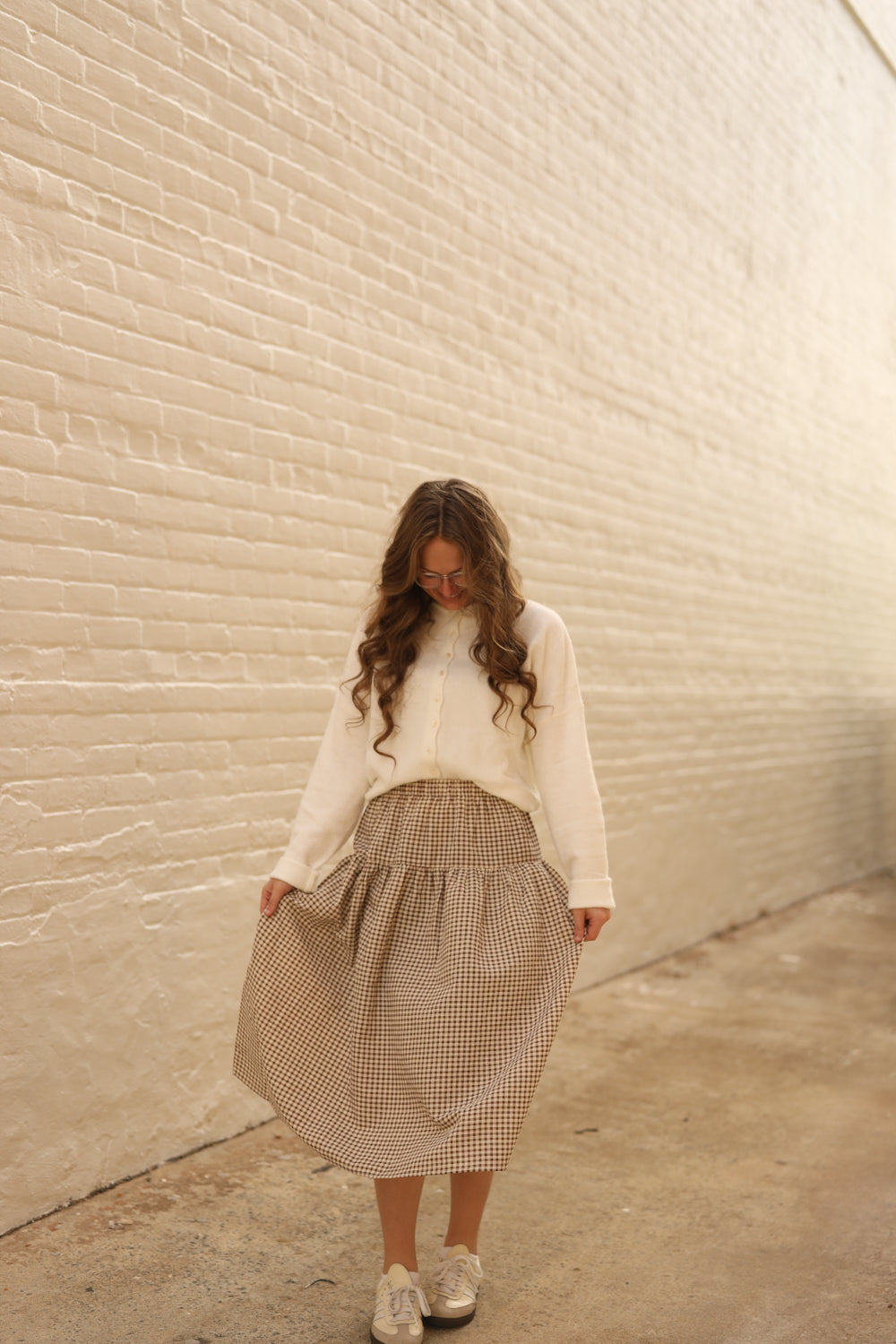 Lola Gingham Skirt - Brown/Cream