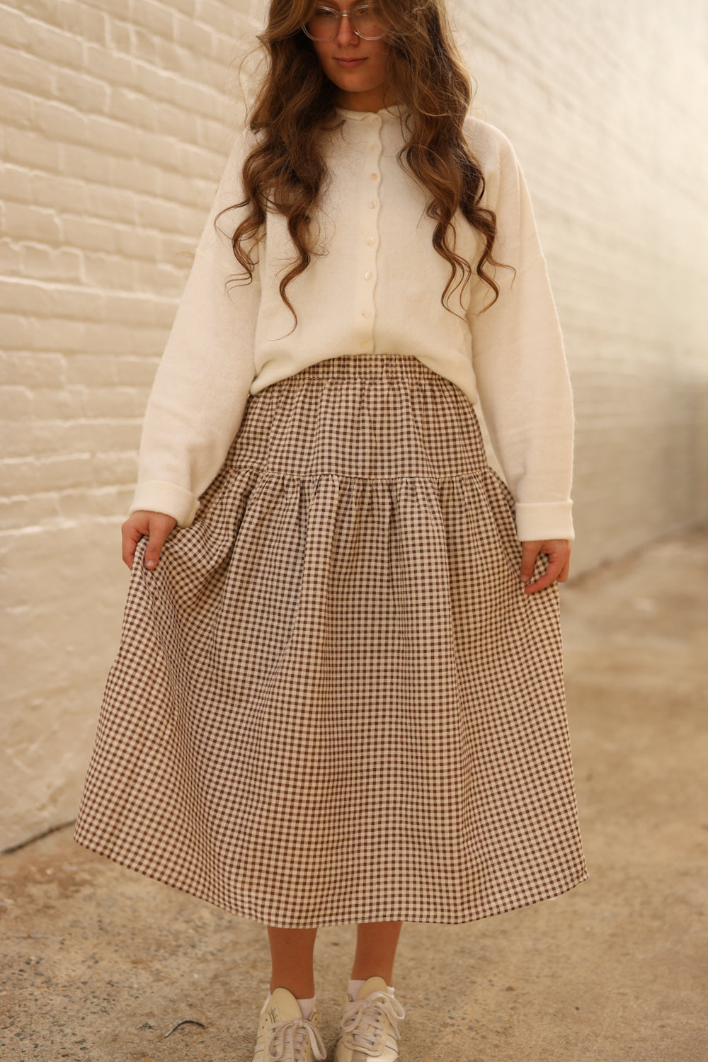 Lola Gingham Skirt - Brown/Cream