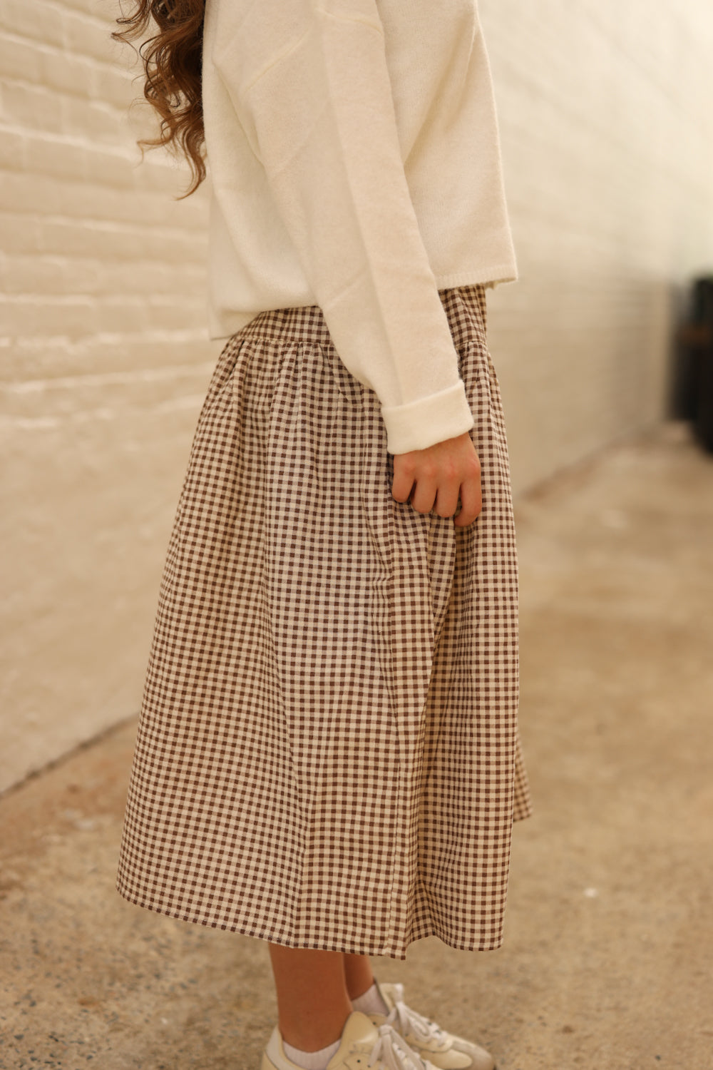 Lola Gingham Skirt - Brown/Cream