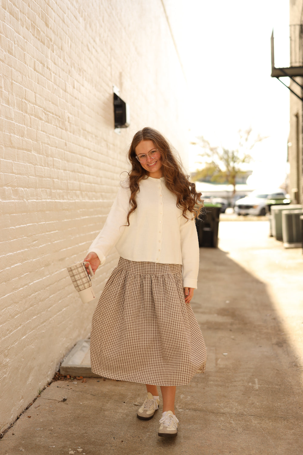 Lola Gingham Skirt - Brown/Cream