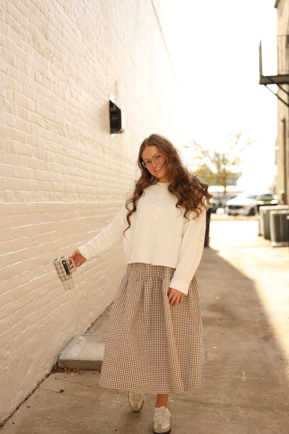 Lola Gingham Skirt - Brown/Cream