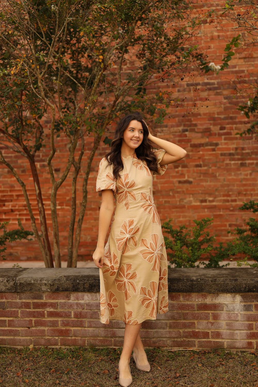 Beckham Dress - Khaki Floral