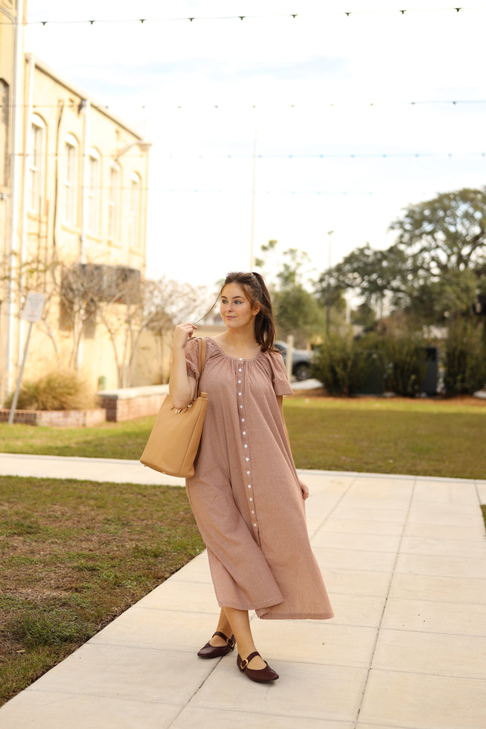 Jayne Dress - Gingham Cream/Rust