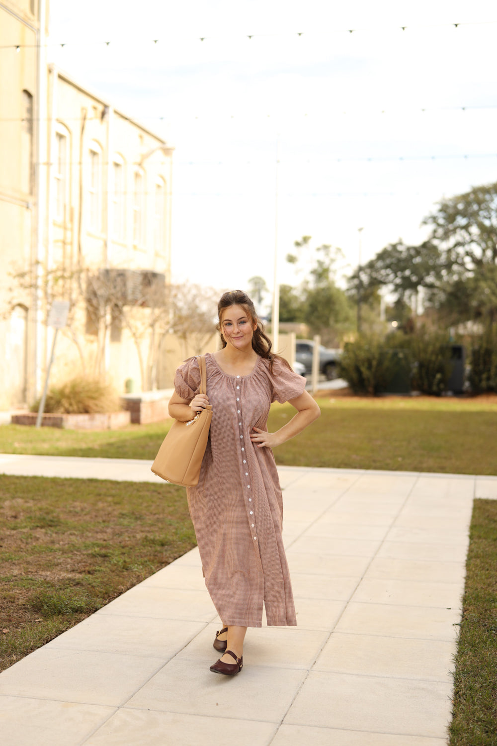 Jayne Dress - Gingham Cream/Rust