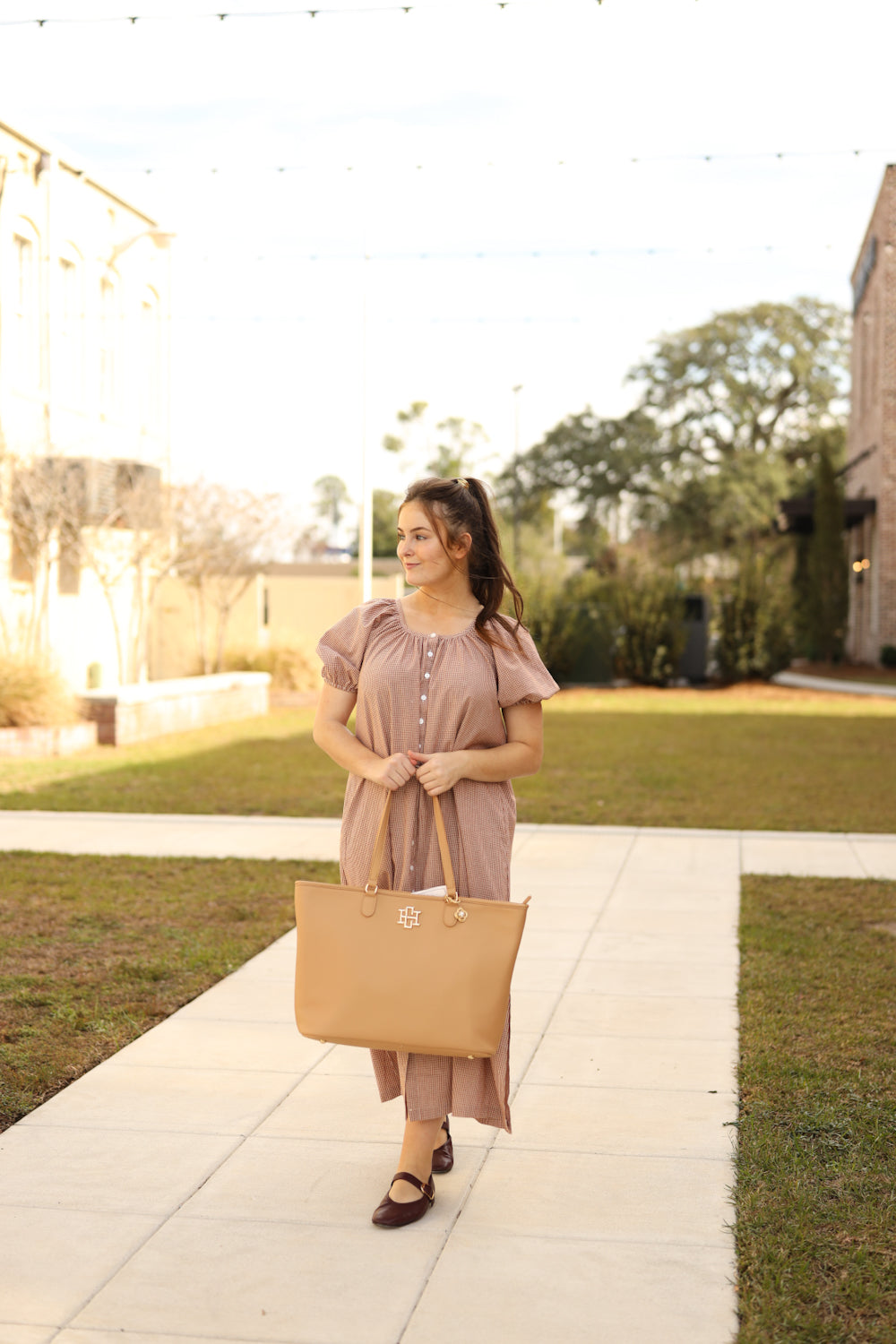 Jayne Dress - Gingham Cream/Rust