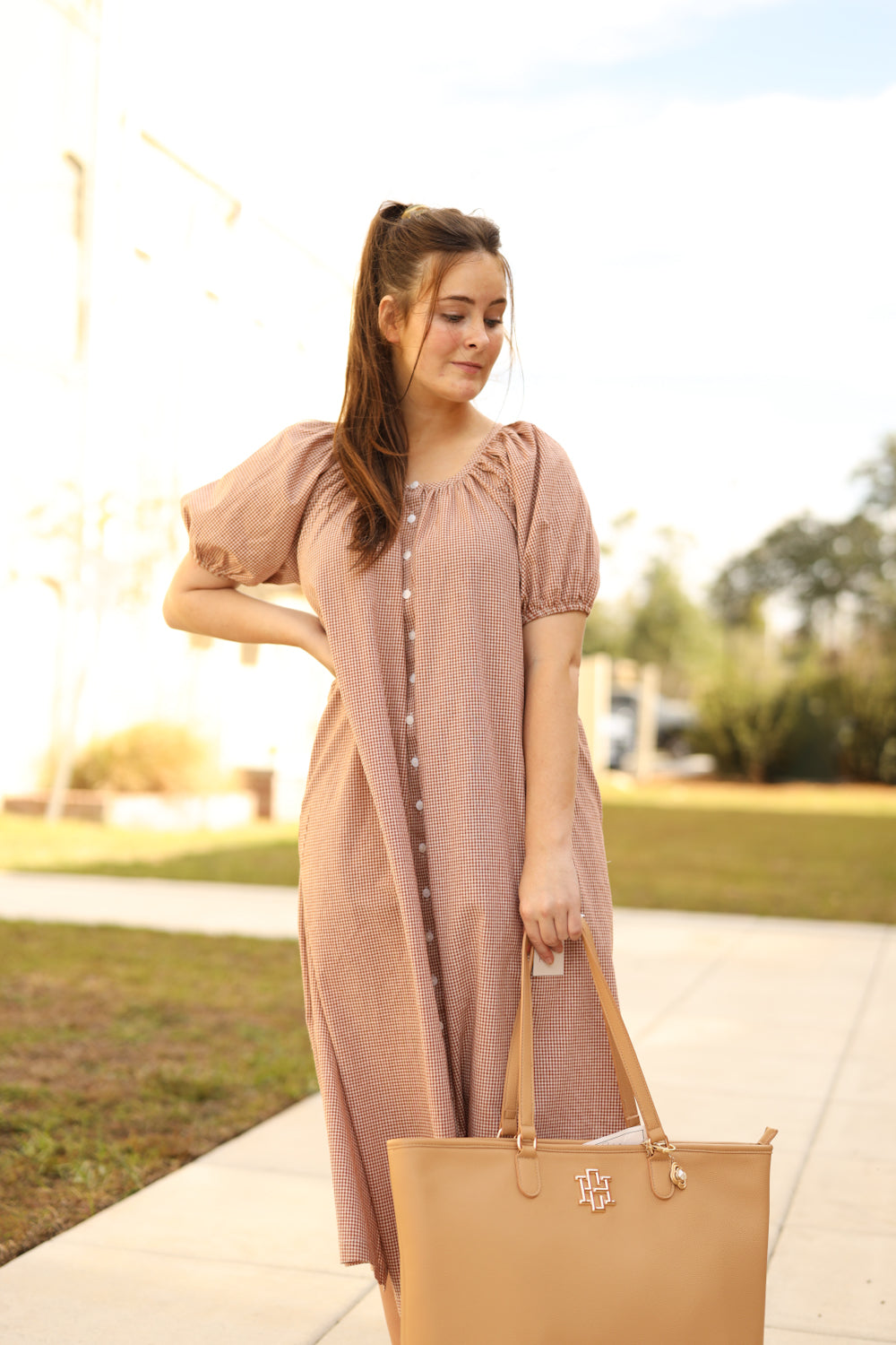 Jayne Dress - Gingham Cream/Rust