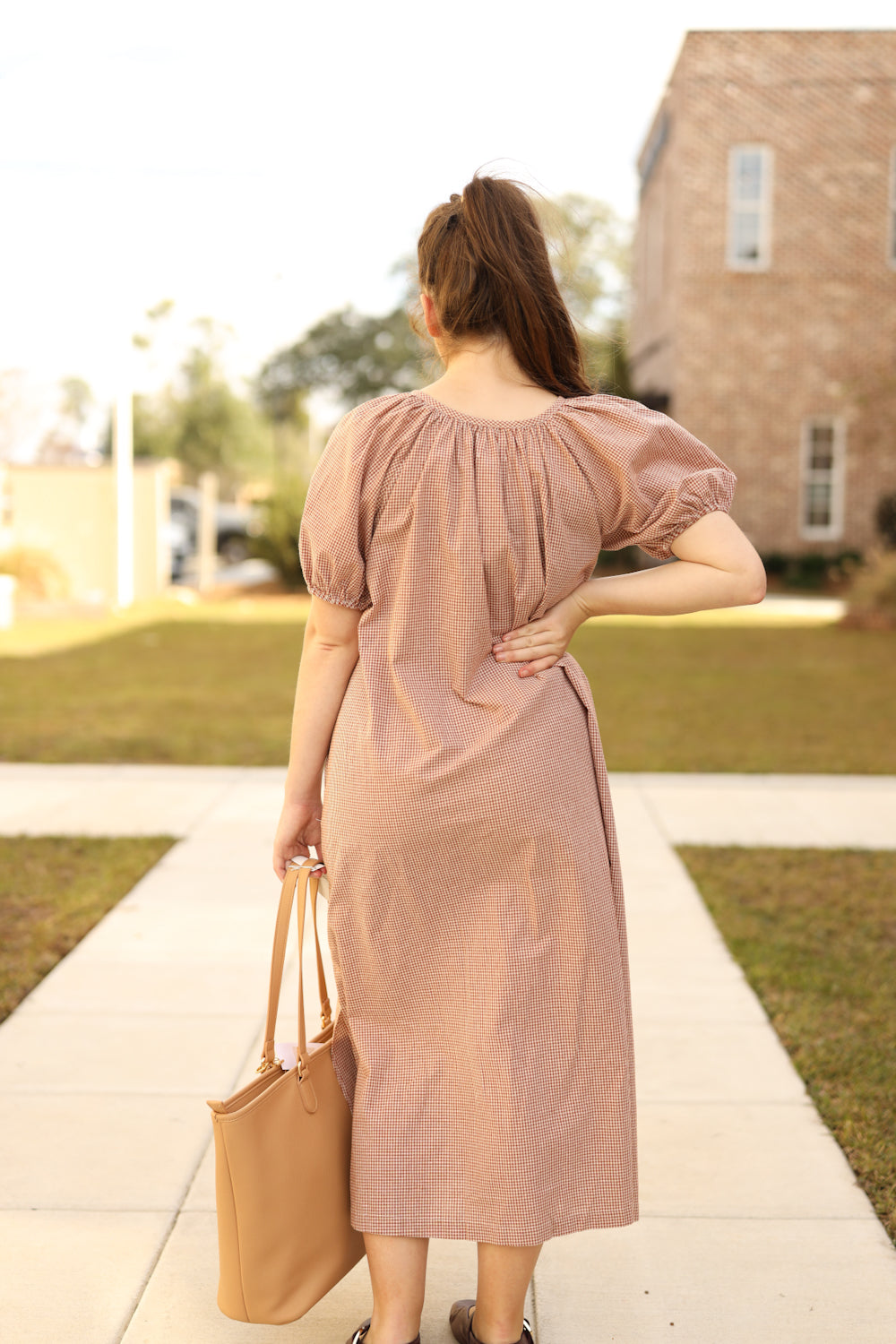 Jayne Dress - Gingham Cream/Rust